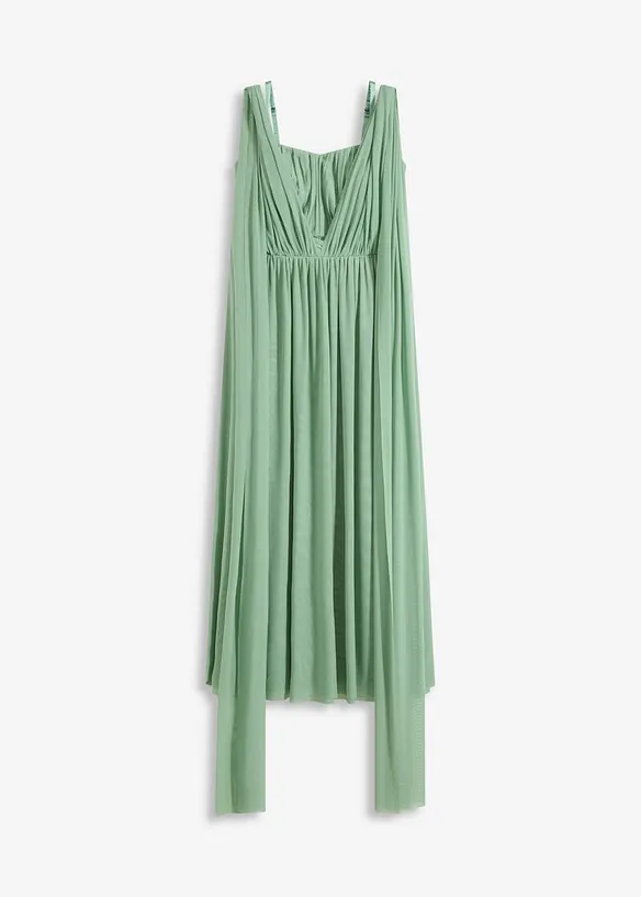 Maxikleid aus Mesh mit Tragevarianten in grün von vorne - bonprix