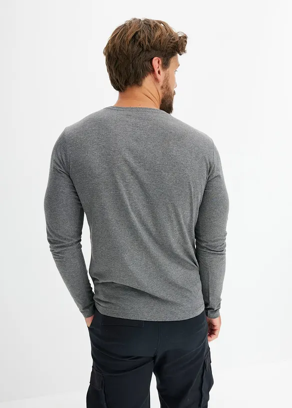 Langarmshirt (3er Pack) in blau von hinten (im Anschnitt) - bonprix