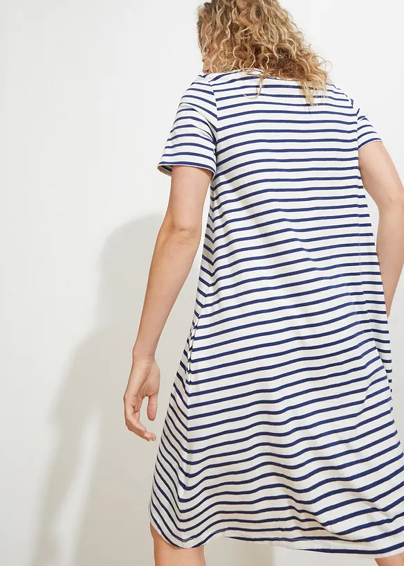 Baumwoll-Shirtkleid aus Flammgarn in weiß von hinten (Totalaufnahme) - bonprix