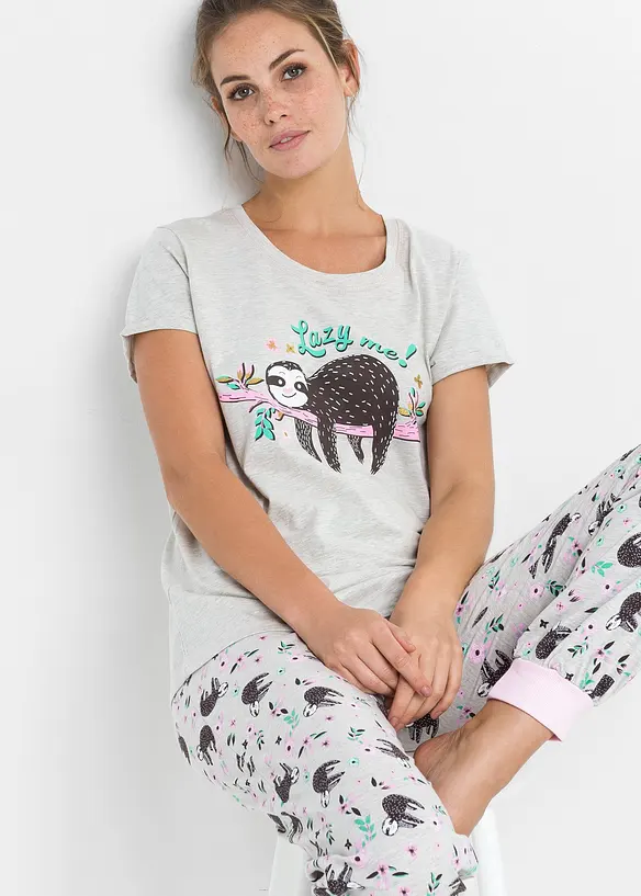 Pyjama mit kurzen Ärmeln in weiß (Detailaufnahme) - bonprix
