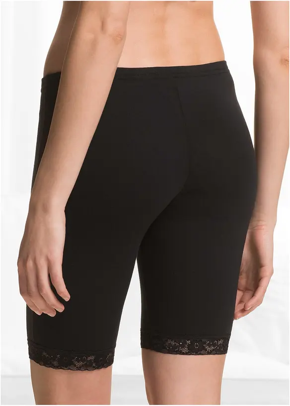Lange Damen-Boxer aus weichen Material im Vorteilspack in schwarz von hinten - bonprix