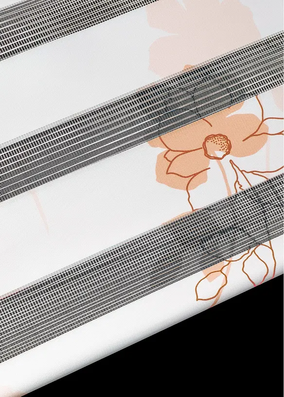 Doppelrollo mit Blumenmuster in orange Detailaufnahme vom Material - bonprix