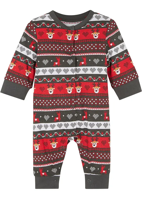 Baby Weihnachts-Overall in grau von vorne - bonprix