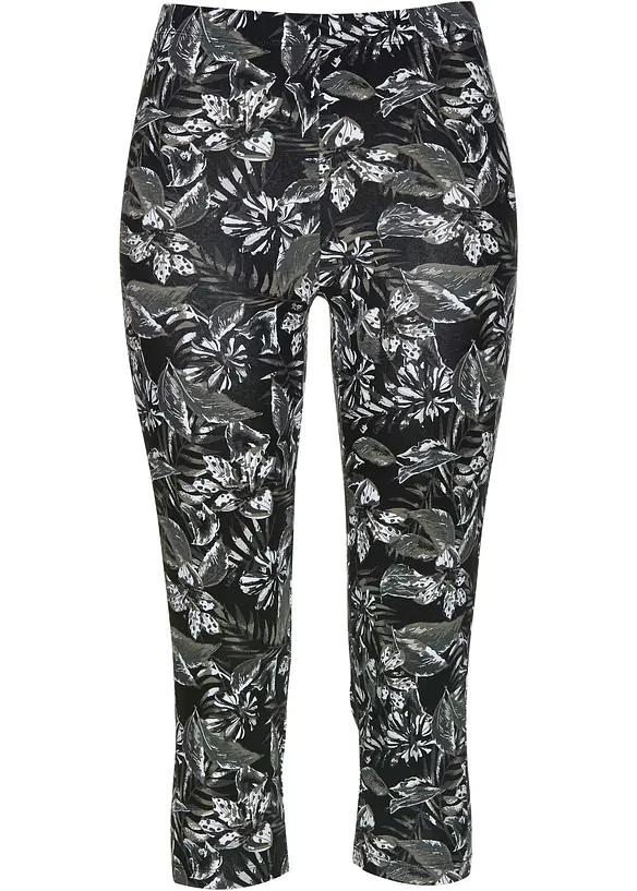 Capri-Leggings aus Baumwoll-Mix in schwarz von vorne - bonprix