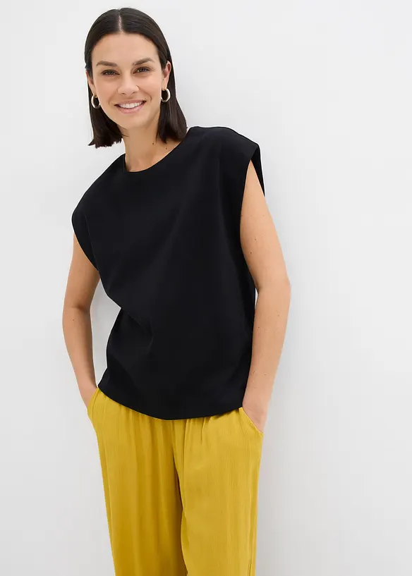 Shirt aus reiner Bio-Baumwolle in schwarz von vorne (im Anschnitt) - bonprix