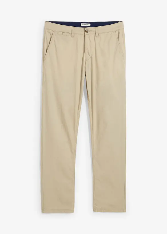 Regular Fit Stretch-Chinohose, Straight in grün von vorne - bonprix