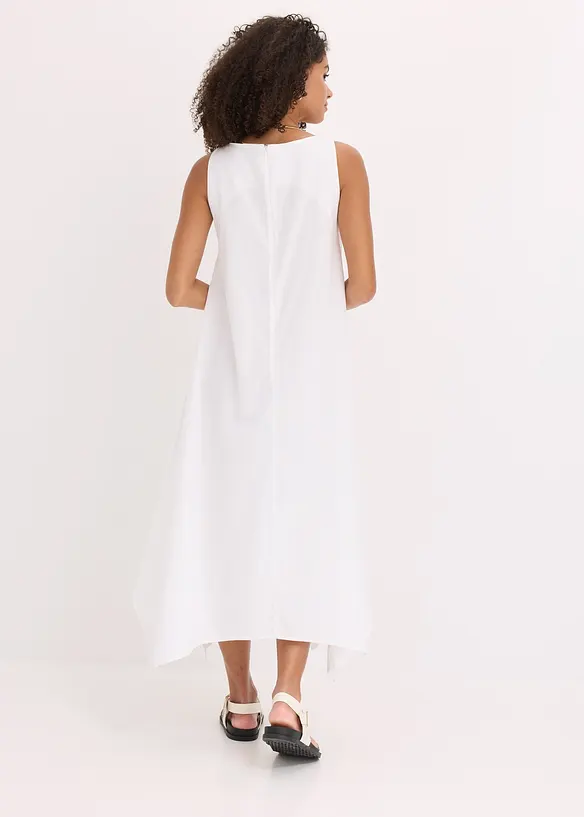 Trägerkleid aus feinem Viskose-Mix in weiß von hinten (Totalaufnahme) - bonprix
