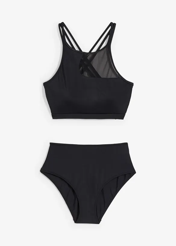 Bustier Bikini (2-tlg.Set) aus recyceltem Polyamid in schwarz von vorne - bonprix