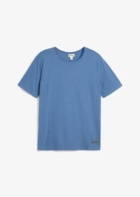 T-Shirt aus reiner Bio-Baumwolle in blau von vorne - bonprix