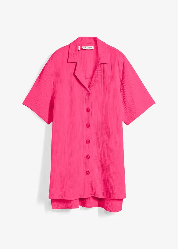 Musselin-Hemdbluse aus reiner Baumwolle in pink von vorne - bonprix