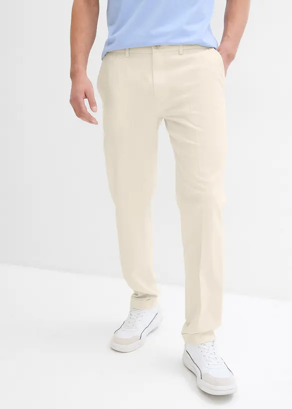 Anzugshose aus luftigem Leinen-Mix, Regular Fit in beige von vorne - bonprix