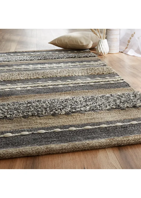 Kelim-Teppich mit Hoch-Tiefstruktur in grau (Ambiente) - bonprix