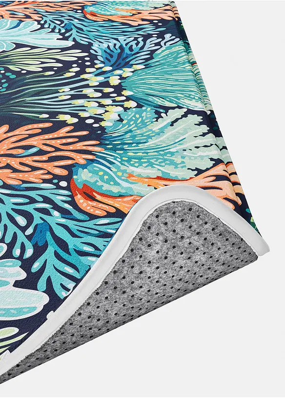 Badematte mit Memory Schaum in blau Detailaufnahme vom Material - bonprix