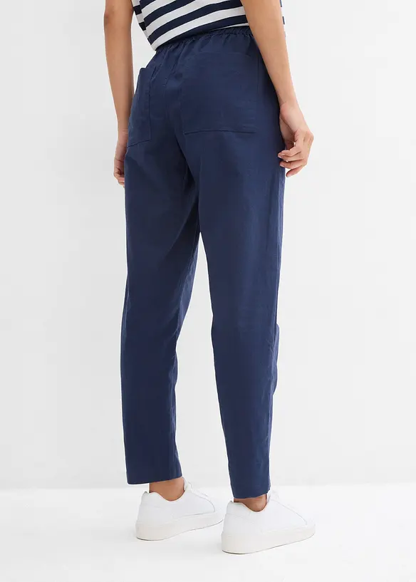 Schlupfhose aus luftigem Leinen-Baumwoll-Mix in blau von hinten - bonprix Schlupfhose aus luftigem Leinen-Baumwoll-Mix in blau von hinten - bonprix