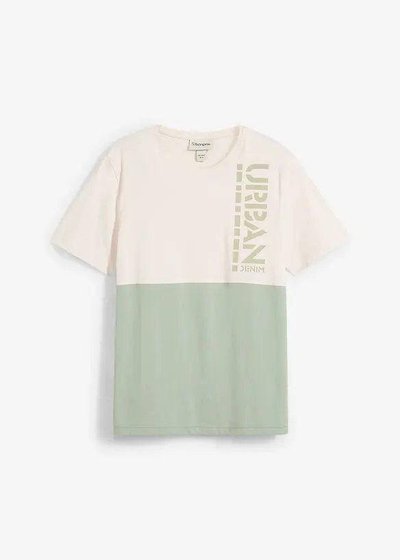 T-Shirt aus reiner Bio-Baumwolle in beige von vorne - bonprix