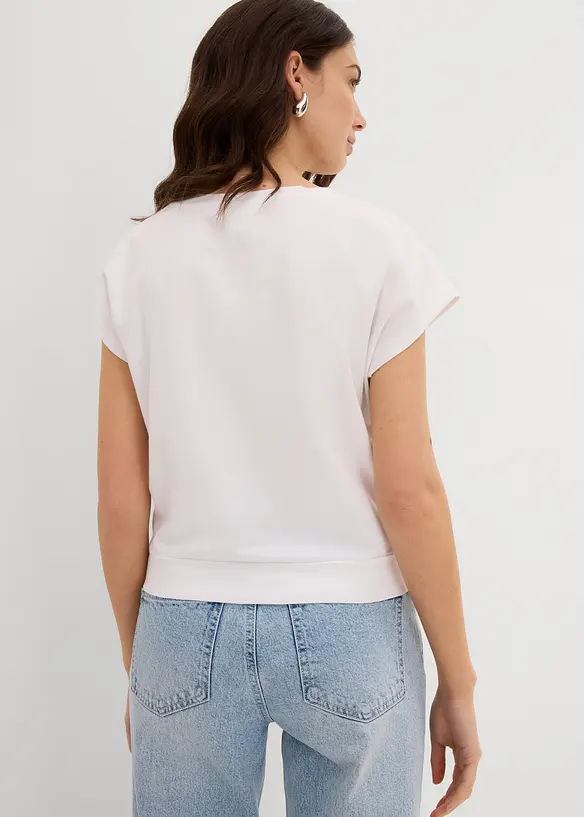 Kurzes T-Shirt aus reiner Bio-Baumwolle in weiß von hinten (im Anschnitt) - bonprix