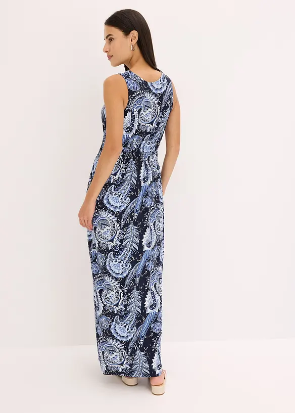Maxikleid aus softem Viskose-Mix in blau von hinten (Totalaufnahme) - bonprix