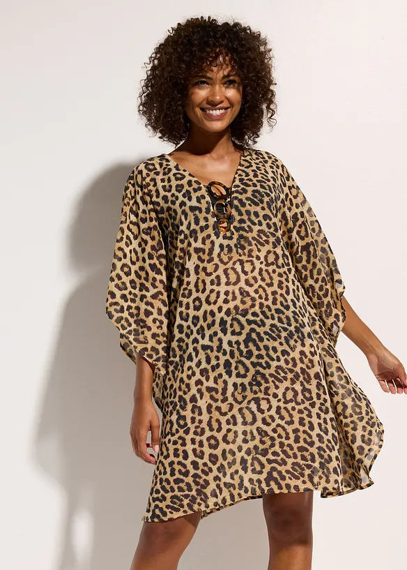 Strandtunika aus leichtem Chiffon in beige von vorne (Totalaufnahme) - bonprix Strandtunika aus leichtem Chiffon in beige von vorne (Totalaufnahme) - bonprix