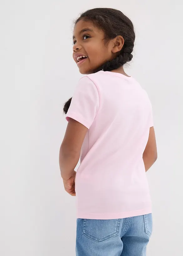 T-Shirt aus reiner Bio-Baumwolle (3er Pack) in rosa von hinten (im Anschnitt) - bonprix