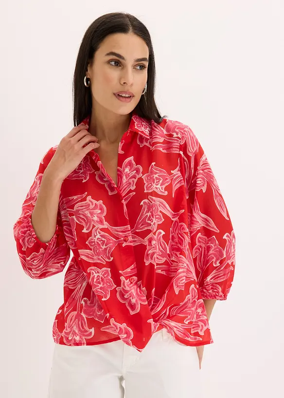 bedruckte Bluse in pink von vorne (im Anschnitt) - bonprix