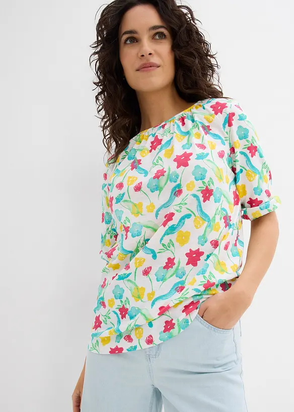 Shirt aus Bio-Baumwolle in weiß von vorne (im Anschnitt) - bonprix