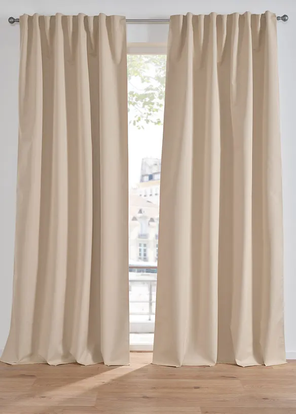 Thermo-Verdunkelungsvorhang mit fester Struktur und gleichfarbiger Rückseite (1er Pack) in beige - bonprix