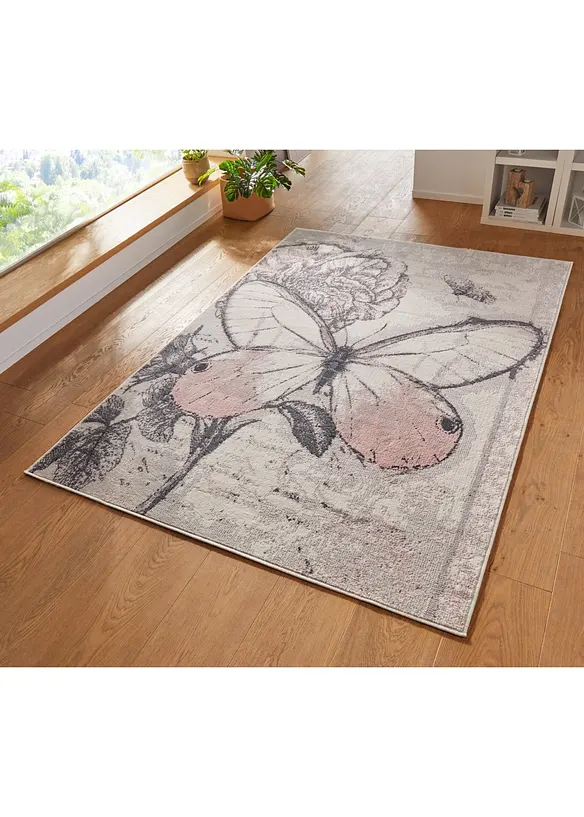 Teppich mit großem Schmetterling in rosa (Ambiente) - bonprix