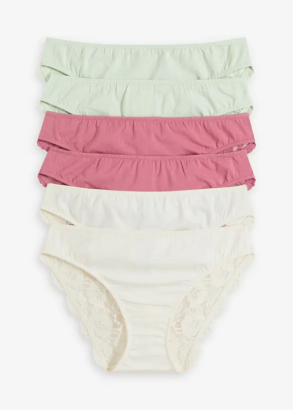 Slip mit Spitze (6er Pack) in weiß von vorne - bonprix