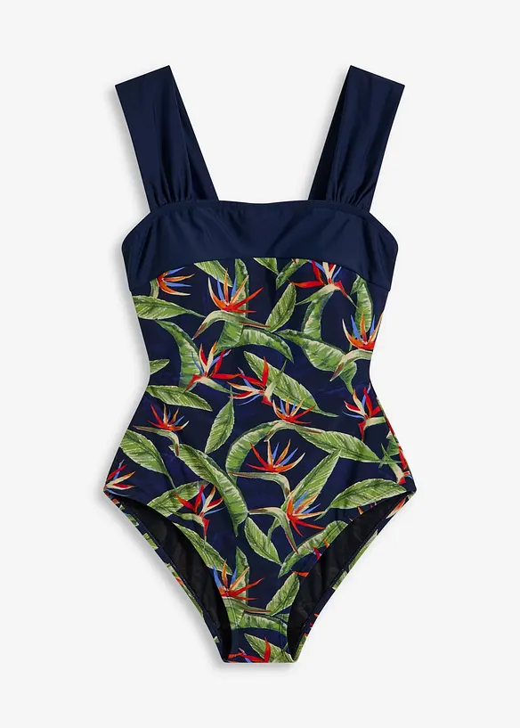 Medium Shape-Badeanzug mit breiten Trägern in blau von vorne - bonprix