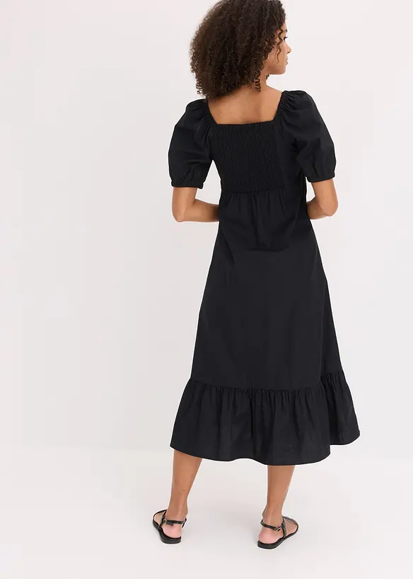 Midikleid aus reiner Bio-Baumwolle in schwarz von hinten (Totalaufnahme) - bonprix Midikleid aus reiner Bio-Baumwolle in schwarz von hinten (Totalaufnahme) - bonprix