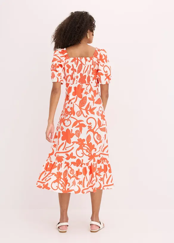 Midikleid aus reiner Bio-Baumwolle in orange von hinten (Totalaufnahme) - bonprix Midikleid aus reiner Bio-Baumwolle in orange von hinten (Totalaufnahme) - bonprix