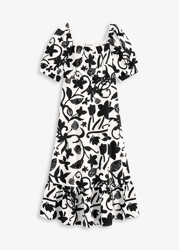 Midikleid aus reiner Bio-Baumwolle in schwarz von vorne - bonprix Midikleid aus reiner Bio-Baumwolle in schwarz von vorne - bonprix