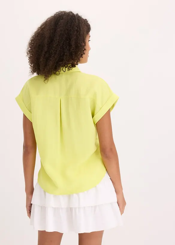 Hemdbluse aus fließendem Lyocell-Mix in gelb von hinten (im Anschnitt) - bonprix Hemdbluse aus fließendem Lyocell-Mix in gelb von hinten (im Anschnitt) - bonprix