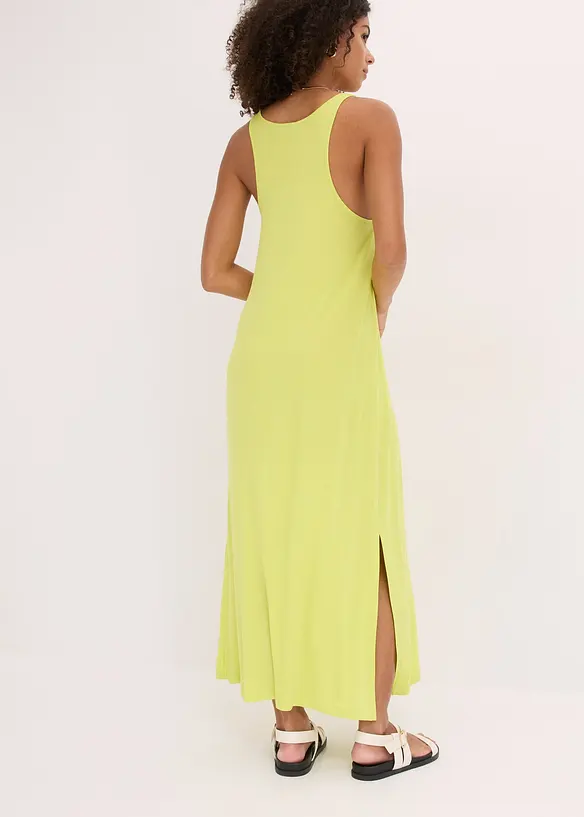 Jerseykleid aus fließender Viskose in gelb von hinten (Totalaufnahme) - bonprix