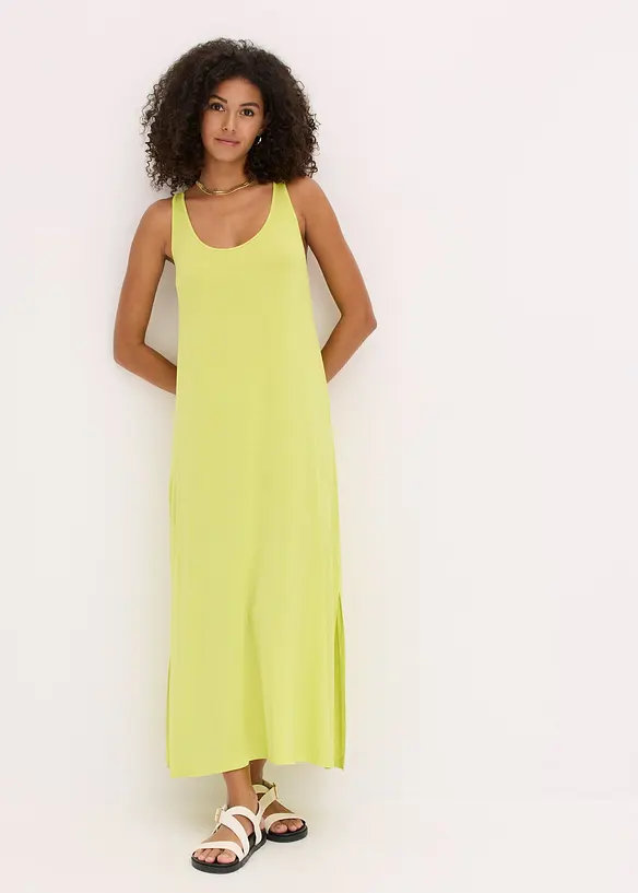 Jerseykleid aus fließender Viskose in gelb von vorne (Totalaufnahme) - bonprix