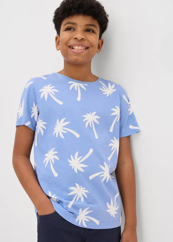 T-Shirt aus Bio Baumwolle in blau von vorne (im Anschnitt) - bonprix