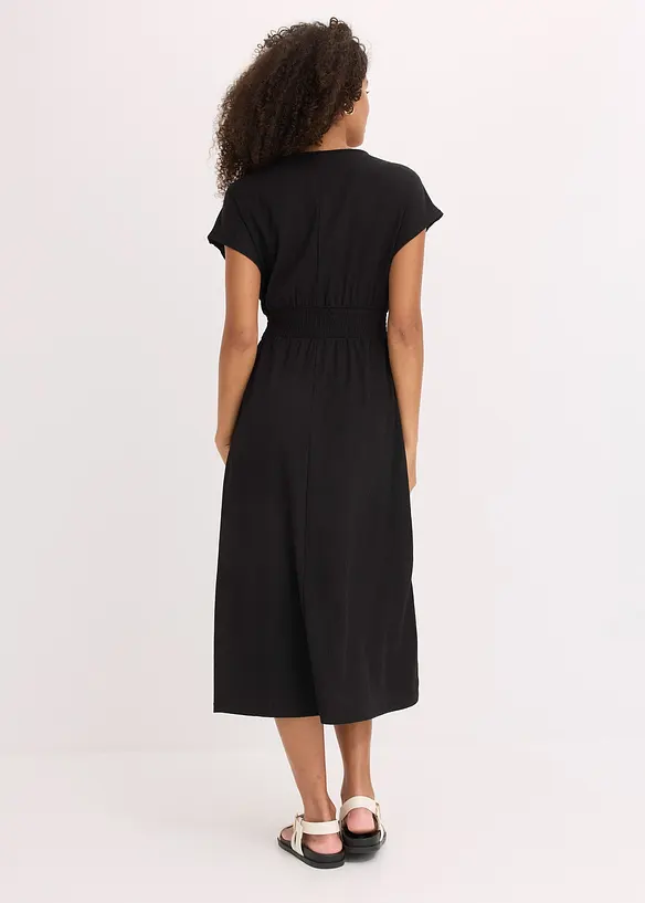 Jerseykleid aus luftigem Crêpe in schwarz von hinten (Totalaufnahme) - bonprix Jerseykleid aus luftigem Crêpe in schwarz von hinten (Totalaufnahme) - bonprix