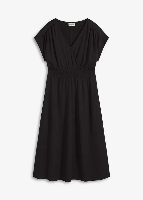 Jerseykleid aus luftigem Crêpe in schwarz von vorne - bonprix Jerseykleid aus luftigem Crêpe in schwarz von vorne - bonprix