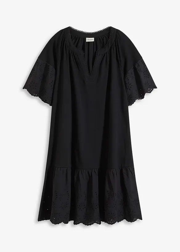 Tunika-Kleid aus reiner Bio-Baumwolle in schwarz von vorne - bonprix Tunika-Kleid aus reiner Bio-Baumwolle in schwarz von vorne - bonprix