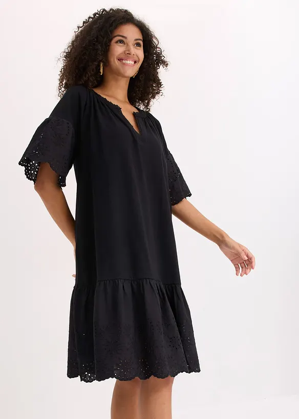 Tunika-Kleid aus reiner Bio-Baumwolle in schwarz von vorne (Totalaufnahme) - bonprix Tunika-Kleid aus reiner Bio-Baumwolle in schwarz von vorne (Totalaufnahme) - bonprix