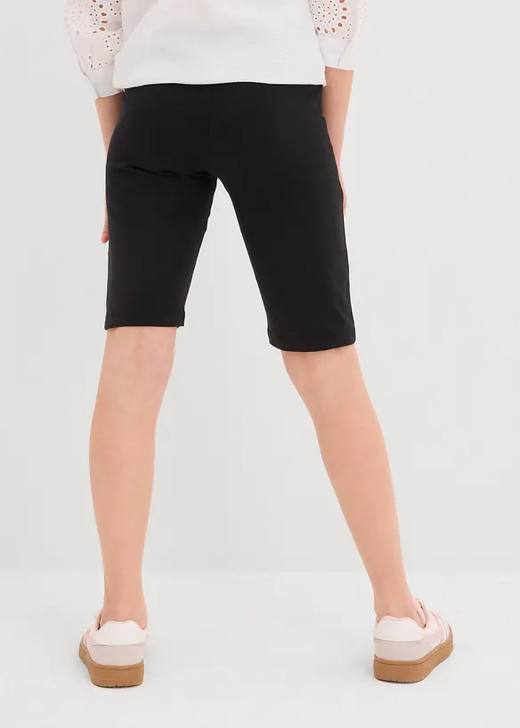 Radlerhose aus elastischem Bio-Baumwoll-Mix (2er Pack) in schwarz von hinten - bonprix