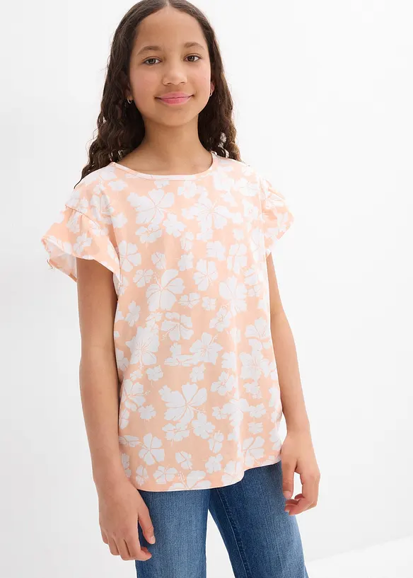 T-Shirt aus reiner Bio-Baumwolle in orange von vorne (im Anschnitt) - bonprix