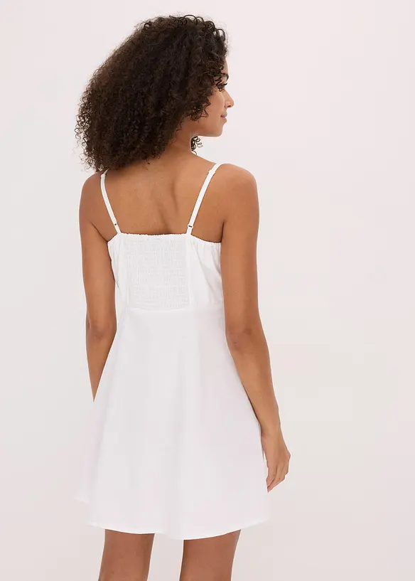 Minikleid aus reiner Bio-Baumwolle in weiß von hinten (Totalaufnahme) - bonprix Minikleid aus reiner Bio-Baumwolle in weiß von hinten (Totalaufnahme) - bonprix