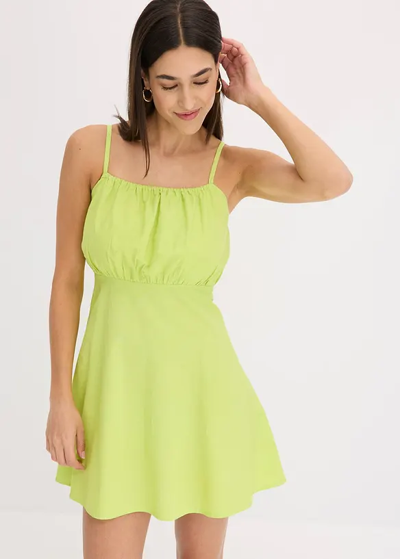 Minikleid aus reiner Bio-Baumwolle in gelb von vorne (Totalaufnahme) - bonprix