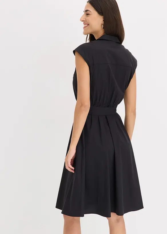 Blusenkleid mit Bindegürtel in schwarz von hinten (Totalaufnahme) - bonprix Blusenkleid mit Bindegürtel in schwarz von hinten (Totalaufnahme) - bonprix
