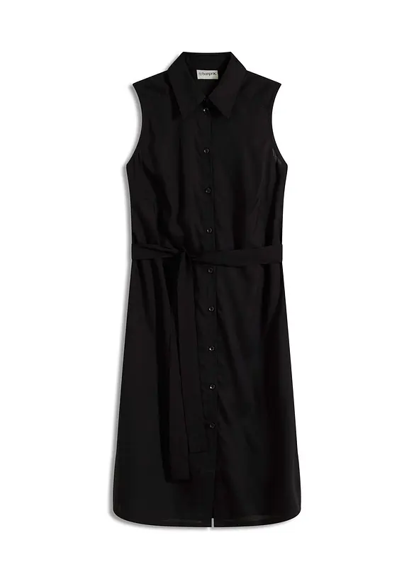 Hemdblusenkleid aus Viskose in schwarz von vorne - bonprix Hemdblusenkleid aus Viskose in schwarz von vorne - bonprix