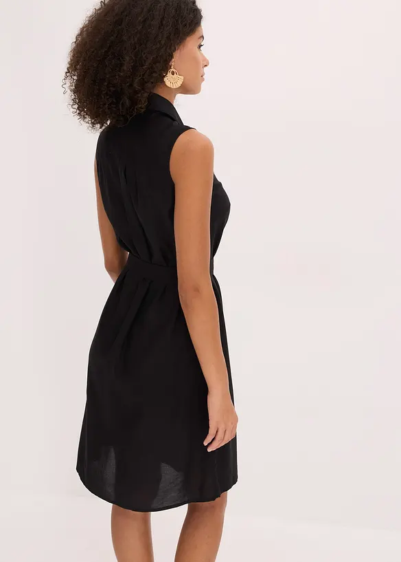 Hemdblusenkleid aus Viskose in schwarz von hinten (Totalaufnahme) - bonprix Hemdblusenkleid aus Viskose in schwarz von hinten (Totalaufnahme) - bonprix