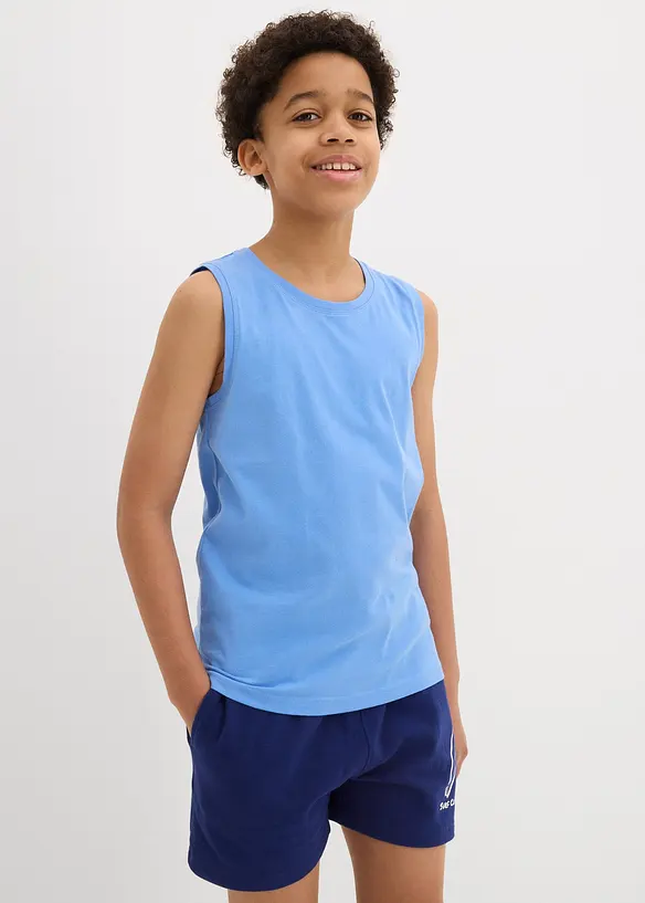 Tanktop (5er Pack) mit Bio Baumwolle in blau von vorne (im Anschnitt) - bonprix