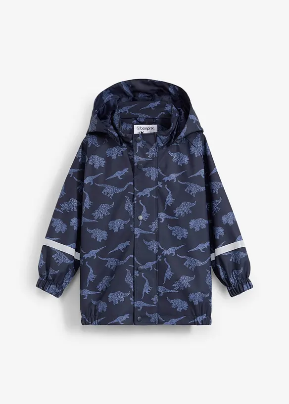 Wasserdichte Regenjacke mit Kapuze in blau von vorne - bonprix