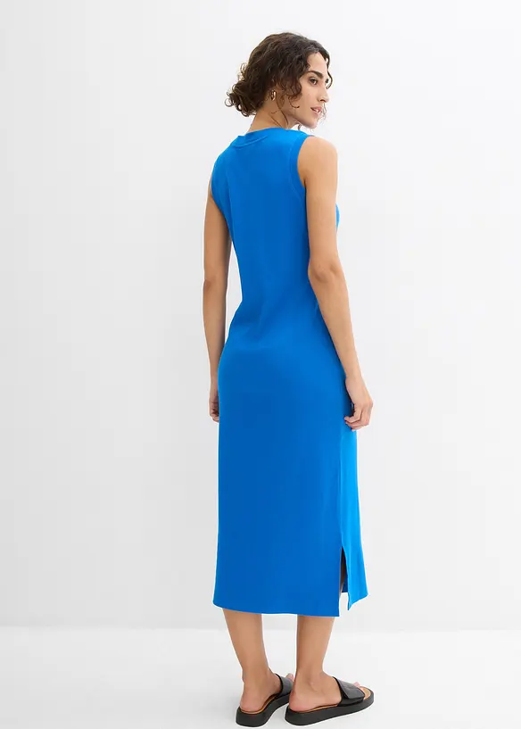 Jersey-Kleid aus Baumwolle mit Stretch in blau von hinten (Totalaufnahme) - bonprix